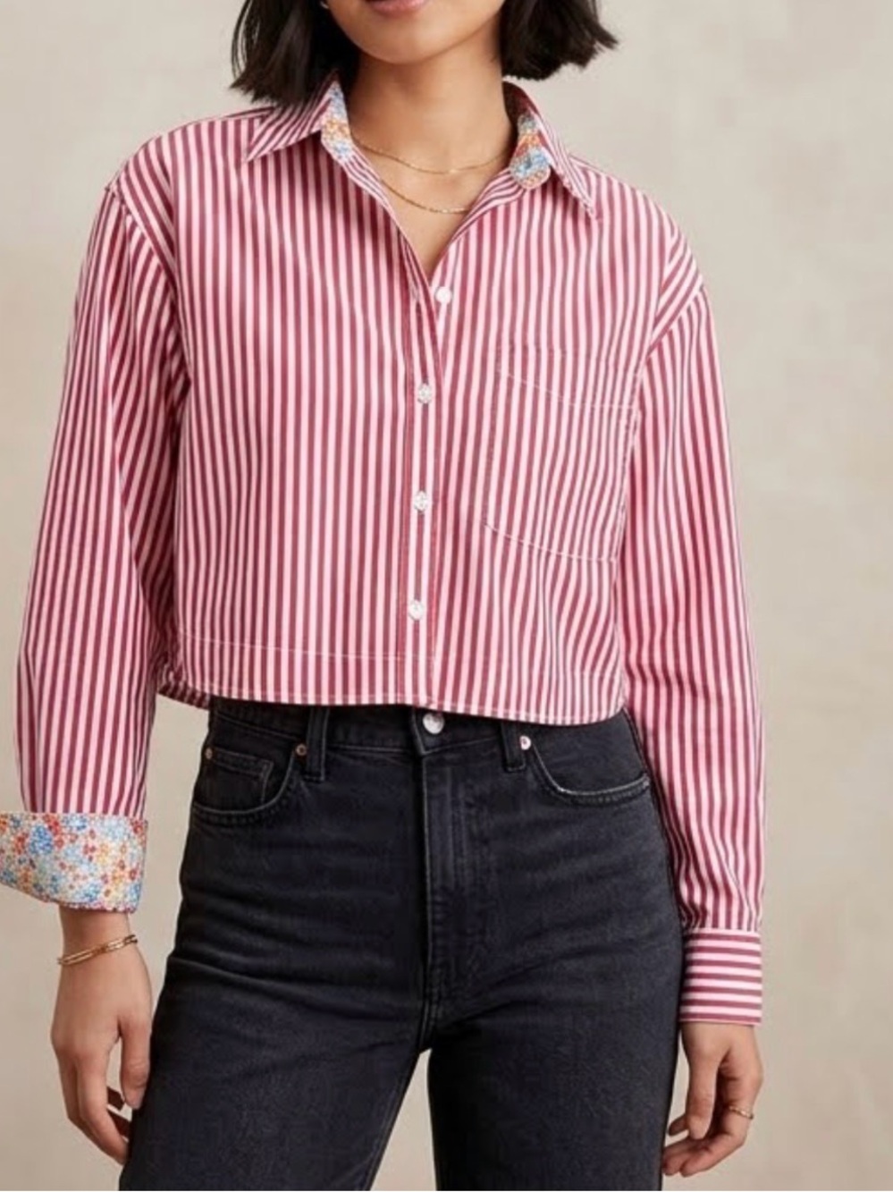 American Eagle red/white Stripe Crop Top Sz small